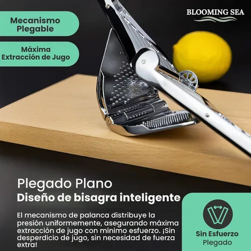 Vista 5 de Exprimidor de limón: exprimidor de cítricos compacto y resistente con mango ergonómico y filtro integrado, exprimidor manual de calidad premium