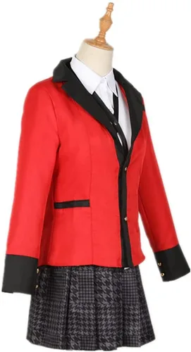 Vista 3 de Disfraz de Kakegurui de Jabami Yumeko para mujer, falda plisada uniforme para uniforme escolar, traje para fiesta de Halloween