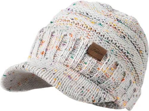 Vista 10 de Sombreros de invierno para mujeres - Gorro de punto cálido y con estilo, grueso, con visera, lindos sombreros de invierno suaves y elásticos