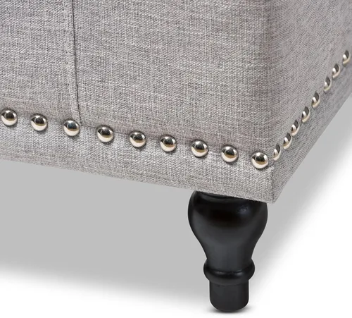 Vista 9 de Baxton Studio Sherrill - Banco otomano tapizado de tela beige grisáceo con botones