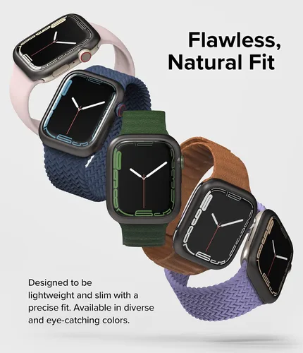 Vista 3 de Ringke Estilo de bisel [elegante marco de acero inoxidable] compatible con Apple Watch Series 9, 8, 7 (1.772 pulgadas), protector antiarañazos, Gris