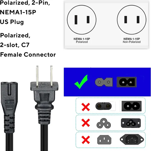 Vista 2 de Guy-Tech Cable de alimentación de CA enchufe para Sony CFD-775 CF-460S CFDD73 CFD-D73 CFDD75 CFD-D75 CFD-DW83 CFDDW83 CFDG70 CFD-S22 CFD-E95 CFDE95
