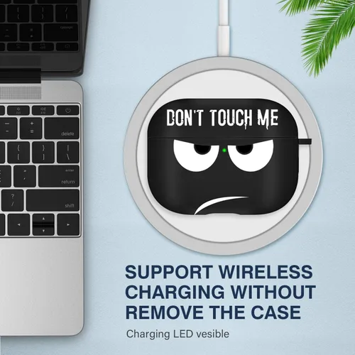 Vista 4 de Funda para Airpods Pro, Don't Touch Me for Airpods Pro Cover con llavero/Funda suave y bonita a prueba de golpes para mujeres y hombres, compatible