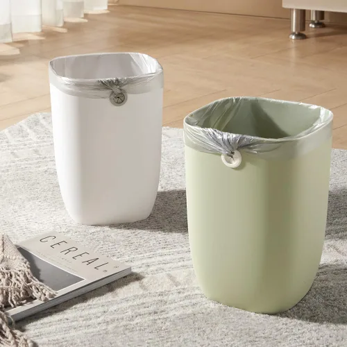 Vista 5 de Cubo de Basura para Baño, Cubo de Basura Rectangular de Plástico con Soporte para Forro de Basura para Dormitorio, Sala de Estar, Pequeña Cesta