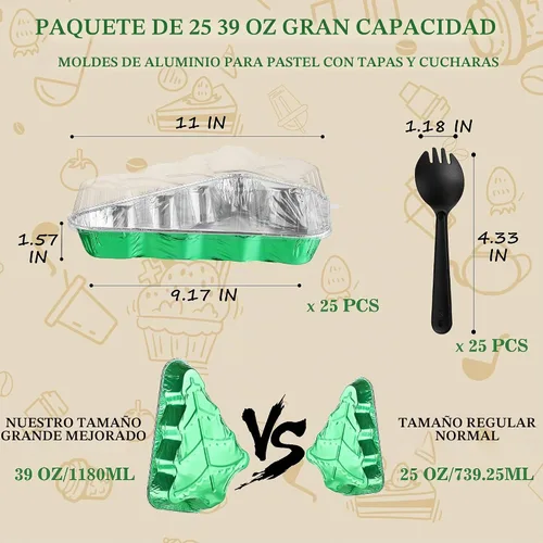 Vista 2 de Mini moldes para pasteles con tapas, 25 moldes de aluminio para hornear con tapas, desechables de aluminio, moldes individuales para galletas