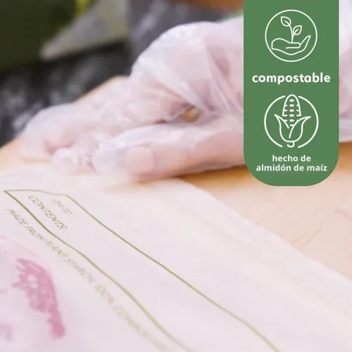 Vista 4 de Earth's Natural Alternative - Guantes desechables 100% compostables, sin látex, talla única, 100 unidades, para servicio de alimentos, preparación