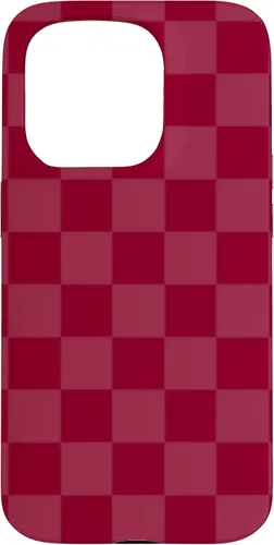 Vista 14 de Funda de diseño simple con diseño a cuadros rojo burdeos para iPhone 16