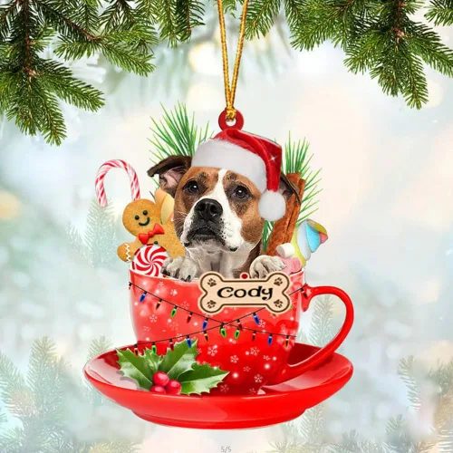 Vista 72 de NAZENTI Adorno personalizado de Alaskan Malamute en taza roja, adorno de Navidad personalizado para perros amantes de las mascotas, colgante