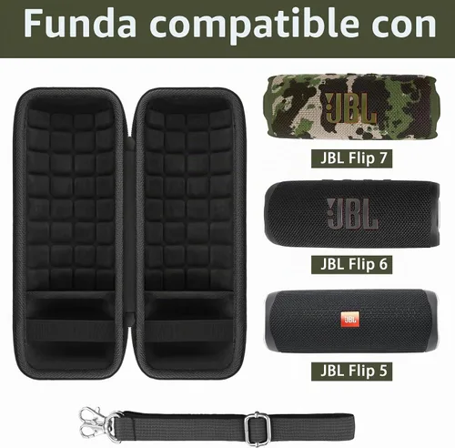 Vista 2 de co2CREA Funda de viaje rígida de repuesto para JBL Flip 7 Flip 6 FLIP 5 Altavoz Bluetooth portátil impermeable (funda de camuflaje negro)