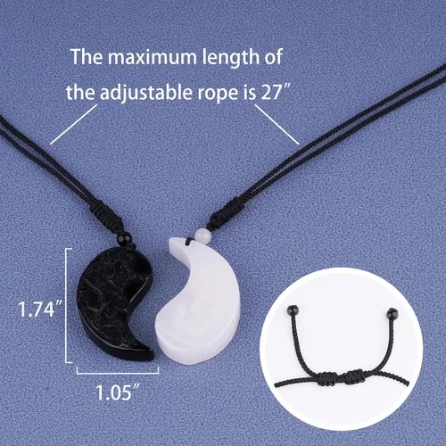 Vista 4 de ASGIFT Collar de la suerte de obsidiana, dije de protección de amuleto de piedra de poder con cadena de cuentas ajustable, cristal curativo, regalo