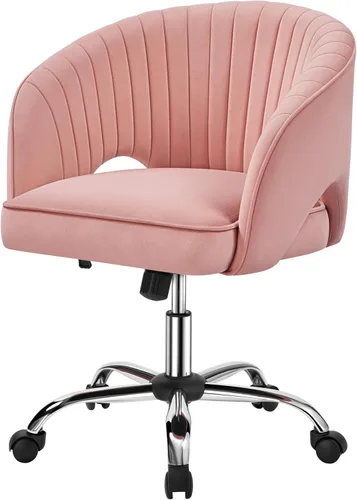 Vista 14 de Yaheetech - Silla de escritorio de piel sintética color crema, asiento giratorio copetudo