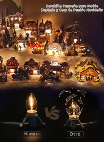 Vista 5 de Juego de 2 cables de accesorios de 6 pies con una bombilla LED, luces de cadena para interiores de molde soplado, lámpara C7 con fusible de repuesto