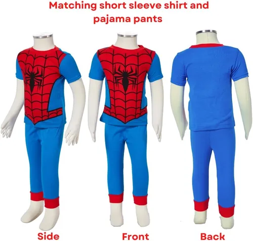 Vista 2 de Marvel Spiderman Pajamas Set, 4 Piece Sleepwear for Toddlers and Little Kids, Sizes 18M & 2T