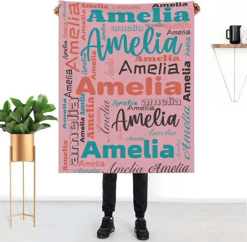 Vista 26 de Mantas personalizadas con nombre para niños, mantas de bebé personalizadas para niñas y niños con nombre, mantas de bebé personalizadas con nombre