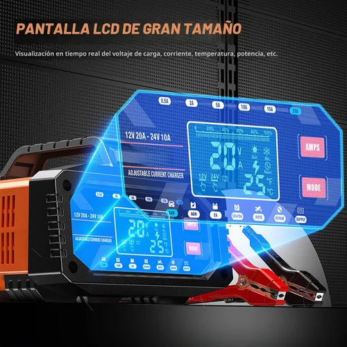 Vista 4 de 20A 12V/24V Cargador de batería inteligente LiFePO4 Mantenedor