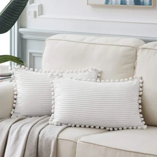Vista 42 de Fancy Homi Juego de 2 fundas de almohada decorativas negras de 12 x 12 pulgadas con pompones para sofá y cama, decoración moderna de estilo bohemio