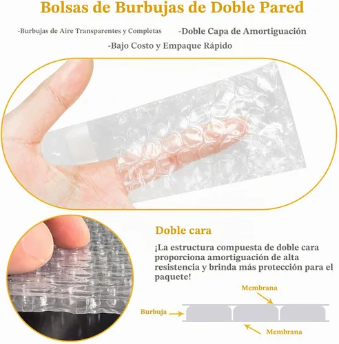 Vista 5 de Perkoop - Bolsas de burbujas dobles, 2 x 3.15 pulgadas, 120