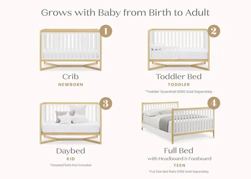 Vista 7 de Delta Children Tribeca - Cuna convertible 4 en 1, color blanco bianca/natural