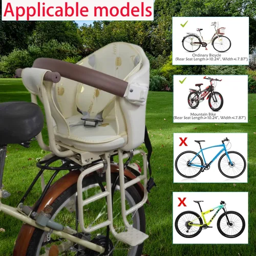 Vista 5 de Asiento de bicicleta para niños, asiento trasero de bicicleta de bebé, asiento trasero para niños, soporte de seguridad para bicicleta de adulto