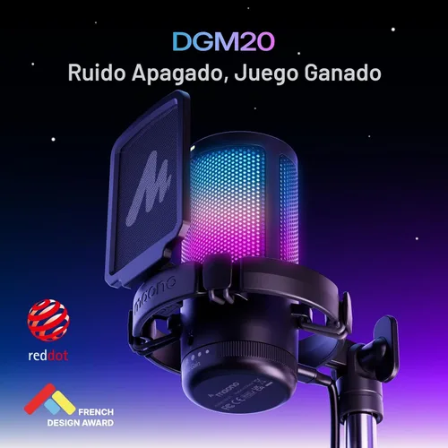 Vista 2 de MAONO Micrófono USB para juegos, Micrófono condensador con cancelación de ruido con silencio, ganancia, monitoreo, micrófono de brazo de boom