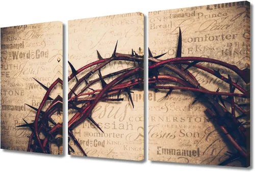 Vista 93 de TUMOVO Decoración de pared de iglesia cristiana de 3 paneles, imágenes de la resurrección de Jesús para sala de estar, dormitorio, cocina