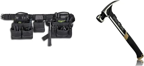 Vista 10 de AWP Plataforma de herramientas de carpintero con asas de transporte, cinturón de herramientas premium, cinturón acolchado de malla de aire que se