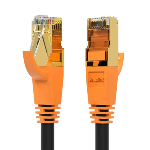 Vista 7 de Cable Ethernet Smolink de 1.5 pies, cable de red de alta velocidad Cat 8 de 40 Gbps, 2000 MHz, cable LAN SFTP RJ45 blindado de alta resistencia