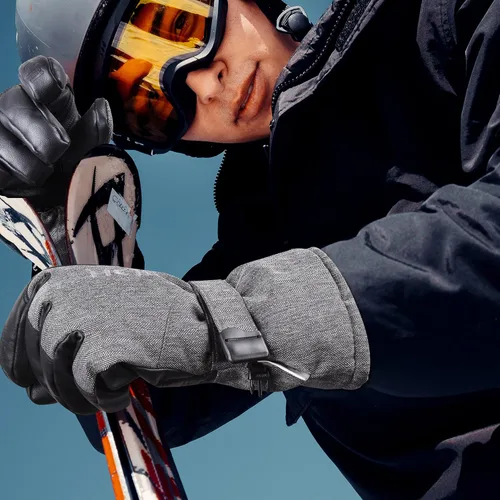 Vista 5 de MCTi Guantes de esquí impermeables para invierno, snowboard, nieve, cálidos, 3M, Thinsulate de piel sintética, guantes para clima frío para hombres