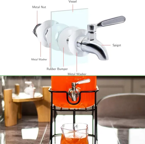 Vista 2 de Grifo de acero inoxidable para dispensador de bebidas, espita de metal de repuesto para dispensador de bebidas, grifo dispensador de agua, boquilla