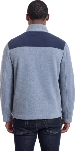 Vista 6 de Tommy Hilfiger Chaqueta de forro polar clásica con cremallera frontal para hombre Azul marino/Gris claro