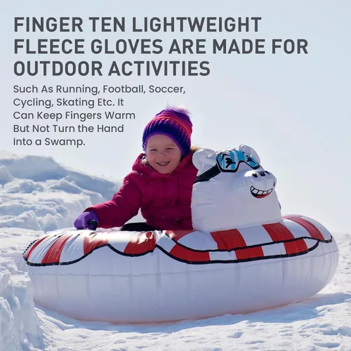 Vista 5 de FINGER TEN Guantes de invierno para pantalla táctil para niños y niñas, guantes térmicos para clima frío, guantes ligeros y cálidos para pantalla