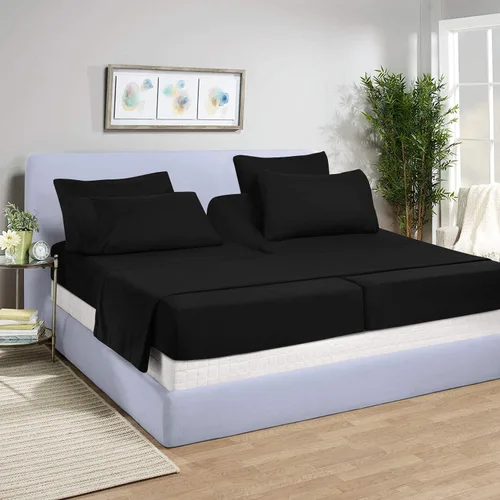 Vista 22 de Juego de sábanas divididas de 5 piezas de 800 hilos para cama ajustable (2 piezas, 1 sábana plana y 2 fundas de almohada) 100% algodón egipcio