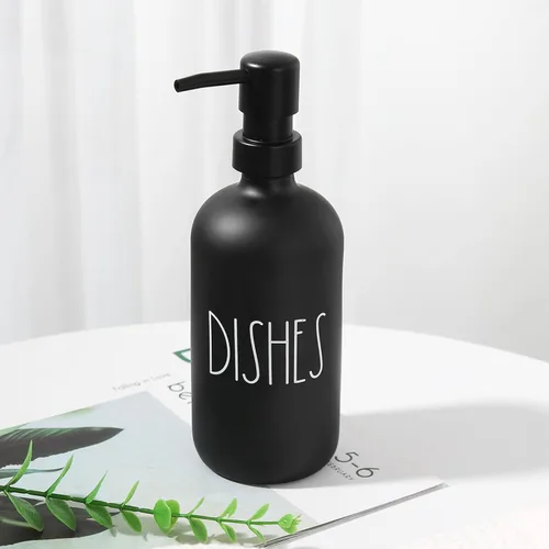 Vista 6 de VIMERPA Dispensador de Jabón para Platos, Dispensador de Jabón Negro Mate para Cocina, Dispensador de Jabón para Platos de Vidrio con Bomba