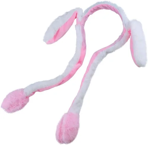 Vista 5 de Topwon Bonita diadema de conejo de peluche con orejas que se abren al presionar las patas (banda para el pelo de conejo)