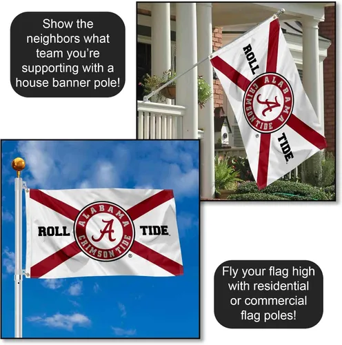 Vista 3 de College Flags & Banners Co. Crimson Tide State of Alabama Roll Tide - Bandera grande para exteriores