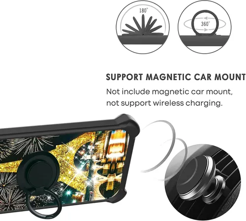 Vista 4 de jioeuinly JSH-TT - Funda compatible con Honor X50 con protector de pantalla de vidrio templado, soporte de anillo, purpurina dorada y luminosa