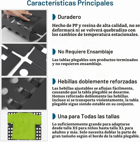 Vista 6 de Geniusidea Tabla para plegar camisas, tabla para plegar playeras para lavadero, tabla para plegar ropa de plástico PP ajustable, fácil de plegar