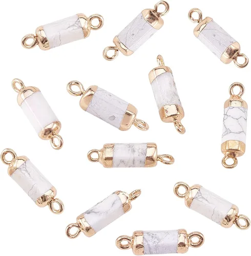 Vista 21 de LiQunSweet 10 piezas de eslabones de piedras preciosas de cristal de amatista natural, enlaces envueltos en alambre con alambres de latón dorado