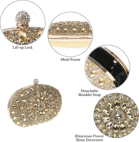 Vista 3 de COAIMANEY Bolso de mano brillante con purpurina para mujer bolso de noche bolso de hombro para boda fiesta de graduación
