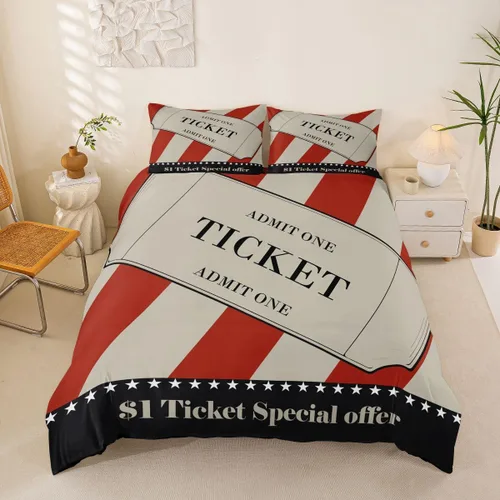 Vista 30 de Homewish Theater Cinema Poster Duvet Cover Set Twin Size,Retro Movie Bedding Sets 2Pcs for Kids Girls Boys Teens Room Decor,Popcorn Comforter Cover