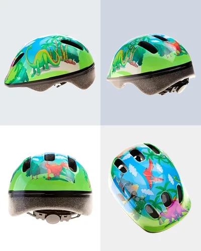 Vista 7 de Cascos para niños y niñas, casco de bicicleta multideportivo ajustable desde niños pequeños hasta jóvenes con certificado CPSC Dinosaurio