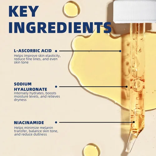 Vista 3 de Suero de vitamina C al 20 %, suero facial profesional de vitamina C antienvejecimiento, mejora el resplandor de la piel, reduce las líneas finas