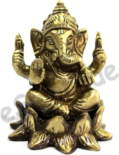Vista 9 de eSplanade Set de ídolo Laxmi Ganesh de latón de 3" en loto