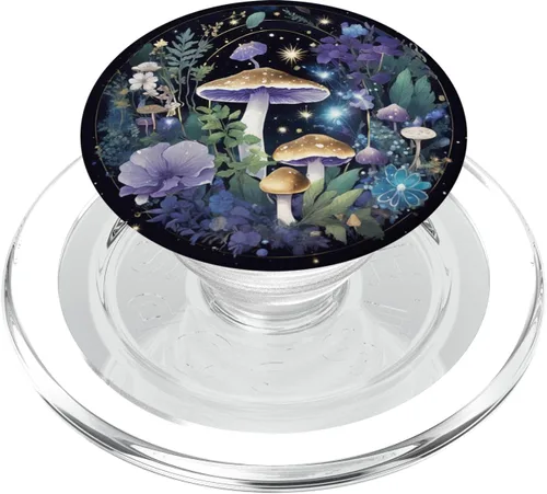 Vista 8 de PopSockets PopGrip estándar con cristales mágicos de bruja, estilo bohemio, color morado