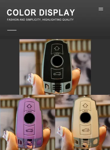 Vista 7 de ontto Funda para llavero de automóvil de TPU protección completa para BMW 1 3 5 Series E90 E92 E93 X5 X6 Z4 E91 Smart Remote Purple
