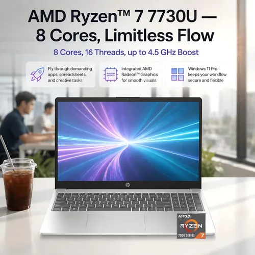 Vista 3 de HP Computadora portátil con pantalla táctil 15.6, AMD Ryzen 7 7730U