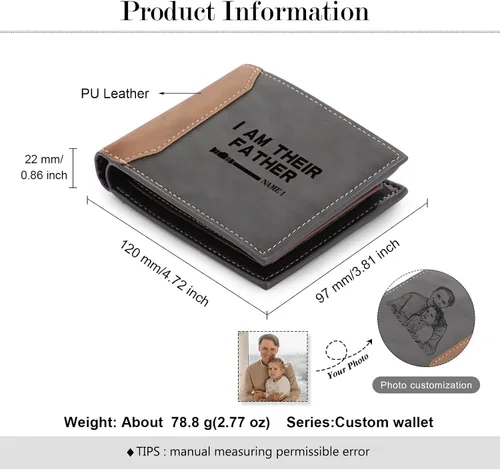 Vista 2 de Billetera personalizada para hombre, carteras con fotos personalizadas, billetera de viaje grabada para hombre, regalo del día del padre, regalo