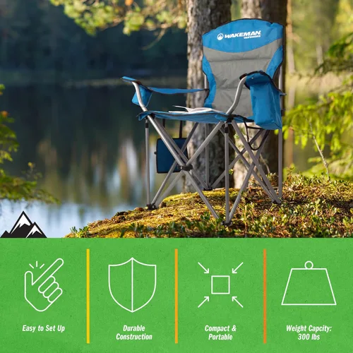 Vista 6 de Wakeman Outdoors - Silla de campamento de gran tamaño, color azul