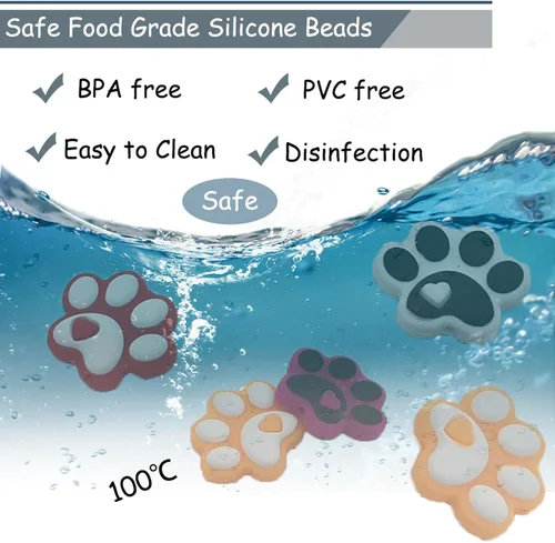 Vista 3 de YOKUSHI 14 cuentas focales de silicona para bolígrafos, llaveros y más, 0.98 x 1.18 pulgadas, 3D cóncavo-convexo, sin BPA, con forma de perro gato
