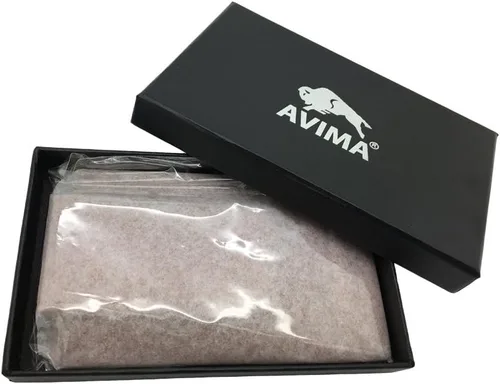 Vista 5 de AVIMA Clip para dinero, billetera delgada con bolsillo frontal, imán fuerte de bloqueo RFID de cuero, Marrón